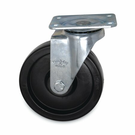 RUBBERMAID COMMERCIAL Replacement Plate Casters, Rigid Mount Plate, 5 in. Polypropylene Wheel, Black FG4614L30000